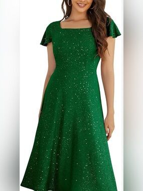 Elegant Green Sequins Dress